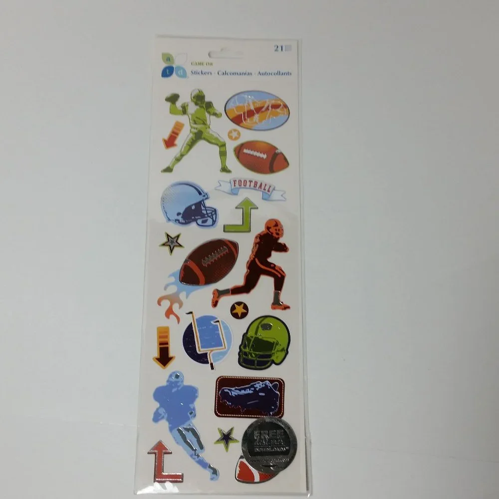 Football Sports Stickers Scrapbook 3 Sheets